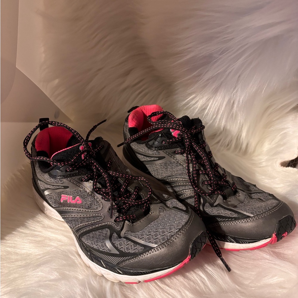 Fila Women's Charcoal and Neon Pink Athletic Shoes